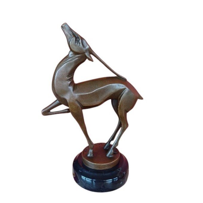 BAD05. Bronze sur marbre Gazelle art déco
