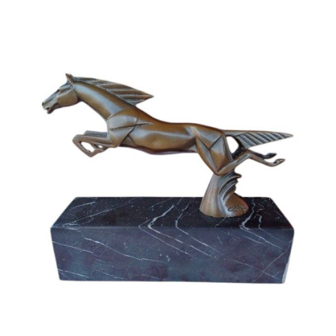 BAD13. Bronze sur marbre cheval art-déco