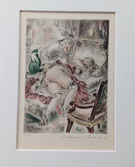 TAE18.Gravure couleurs épreuve d'artiste de Louis Berthommé st André.