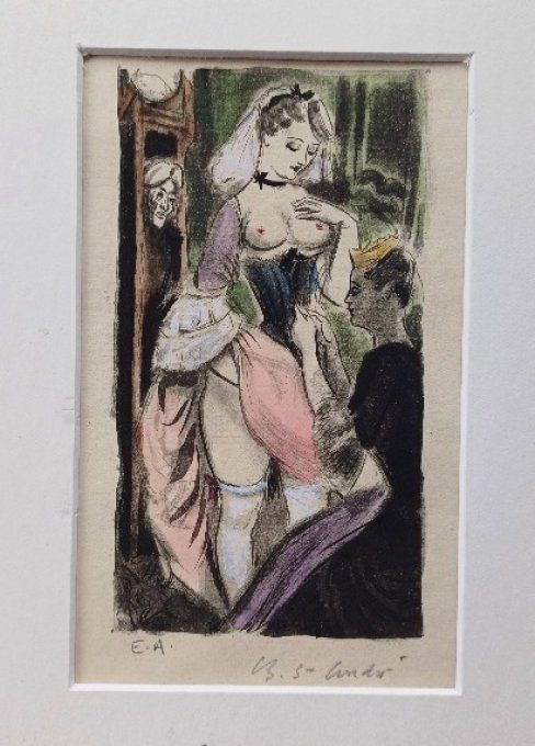 TAE20.Gravure couleurs  épreuve d'artiste de Louis Berthommé st André.