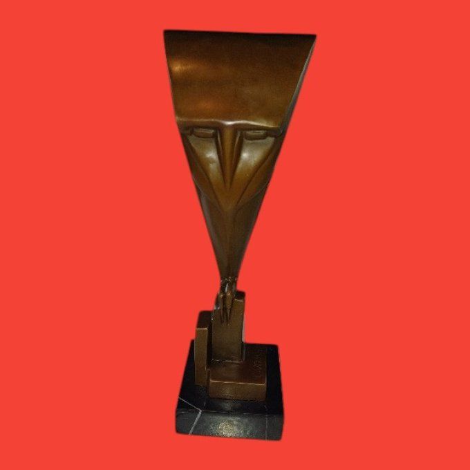 BAD16.Bronze sur marbre d'un hibou art-déco