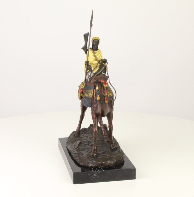 BD33. Bronze sur marbre Cavalier Berbère