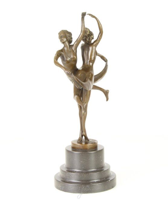BD35. Bronze sur marbre de deux danseuses