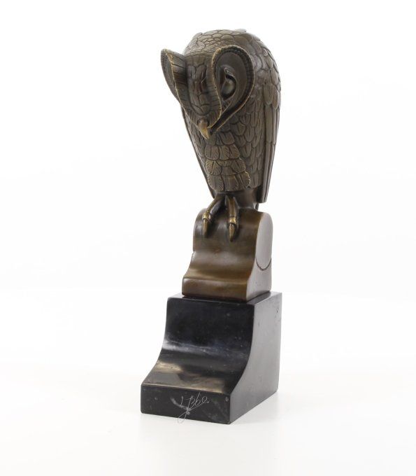 BAD06.Bronze sur marbre d'un Hibou