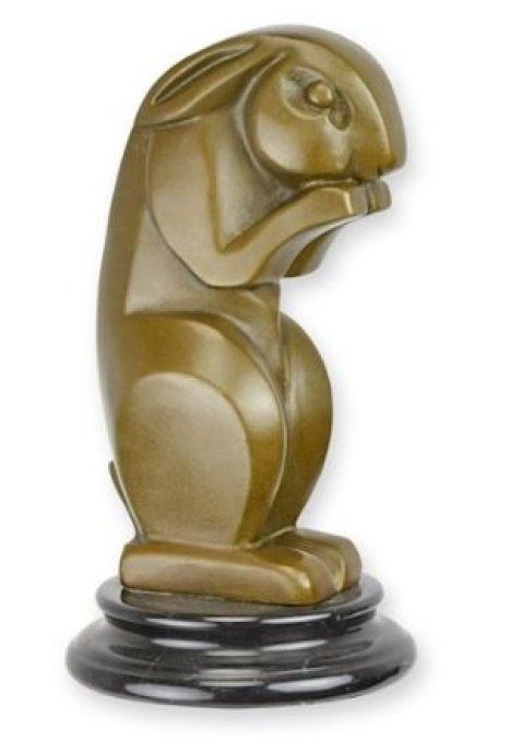 BAD04. Bronze sur marbre d'un lapin art-déco