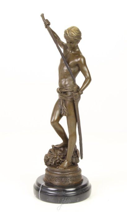 BD15. Bronze sur marbre David et Goliath