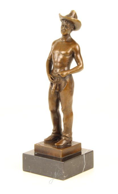 BE29.Bronze sur marbre d'un cowboy