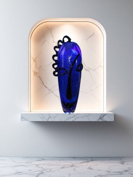 PV08. Grand vase bleu style Murano