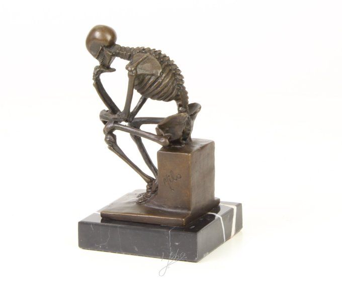 BD14. Bronze sur marbre d'un Squelette penseur