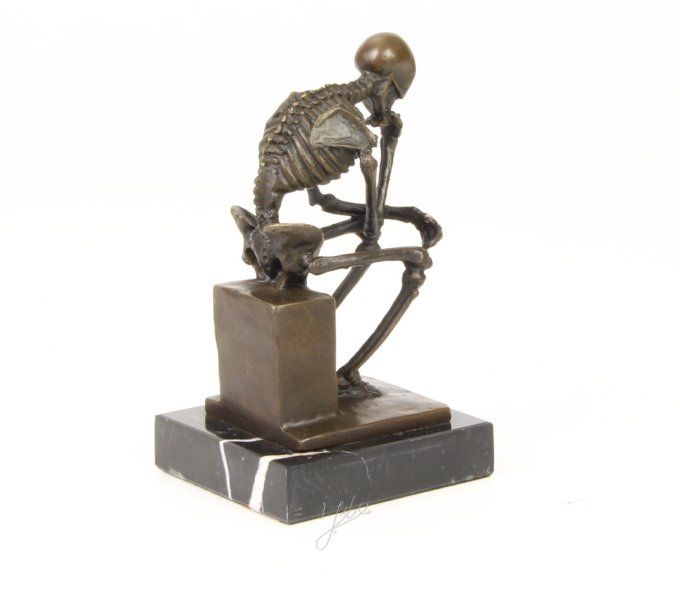 BD14. Bronze sur marbre d'un Squelette penseur