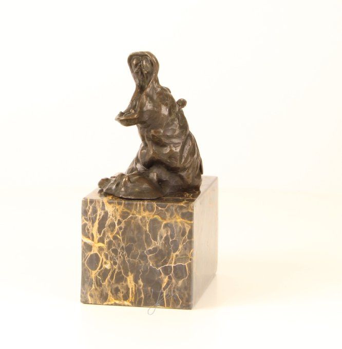 BA13.Bronze sur marbre d'un Hippopotame