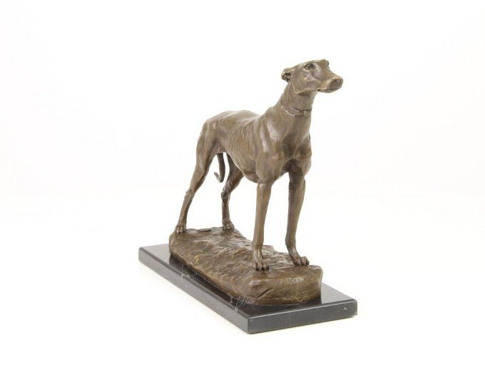 BA32. Bronze sur marbre d'un Magnifique Lévrier
