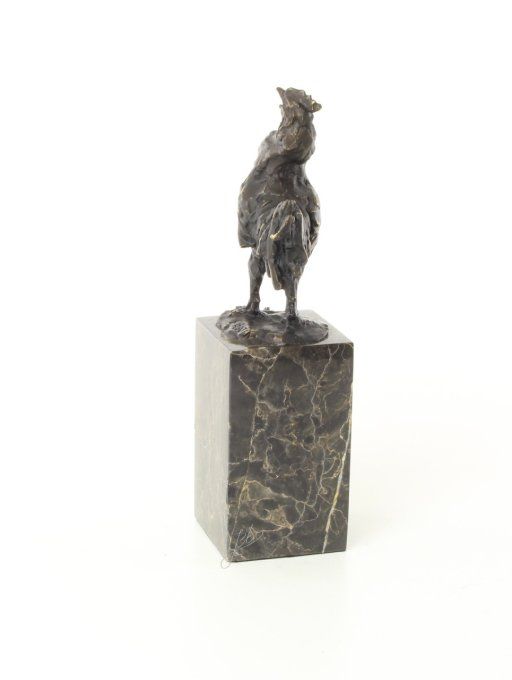 BA35. Bronze sur marbre d'un Cop qui chante