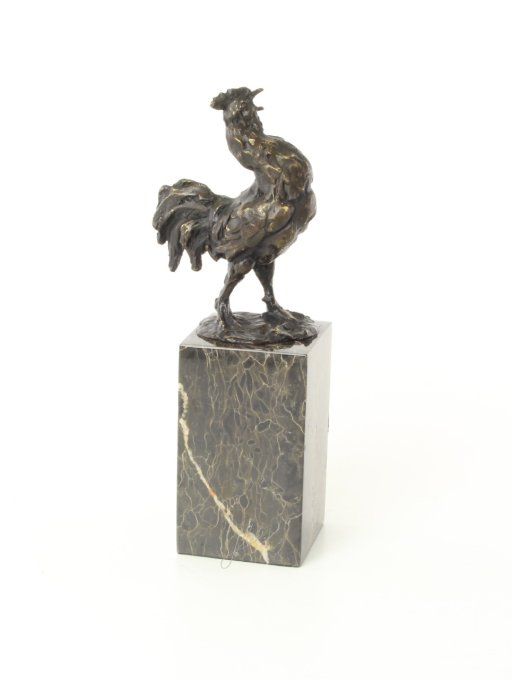 BA35. Bronze sur marbre d'un Cop qui chante
