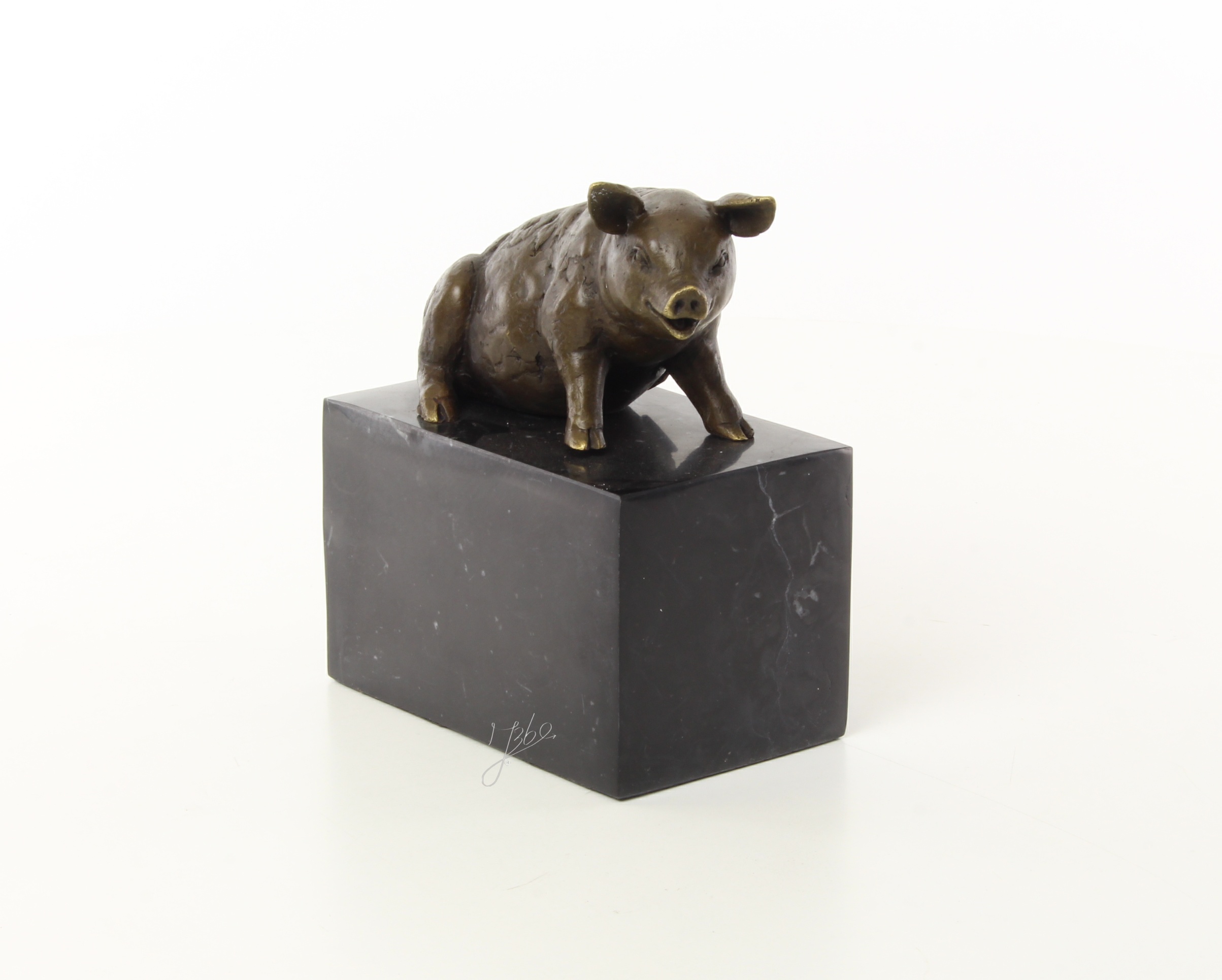 BA09. Bronze sur marbre d'un cochon
