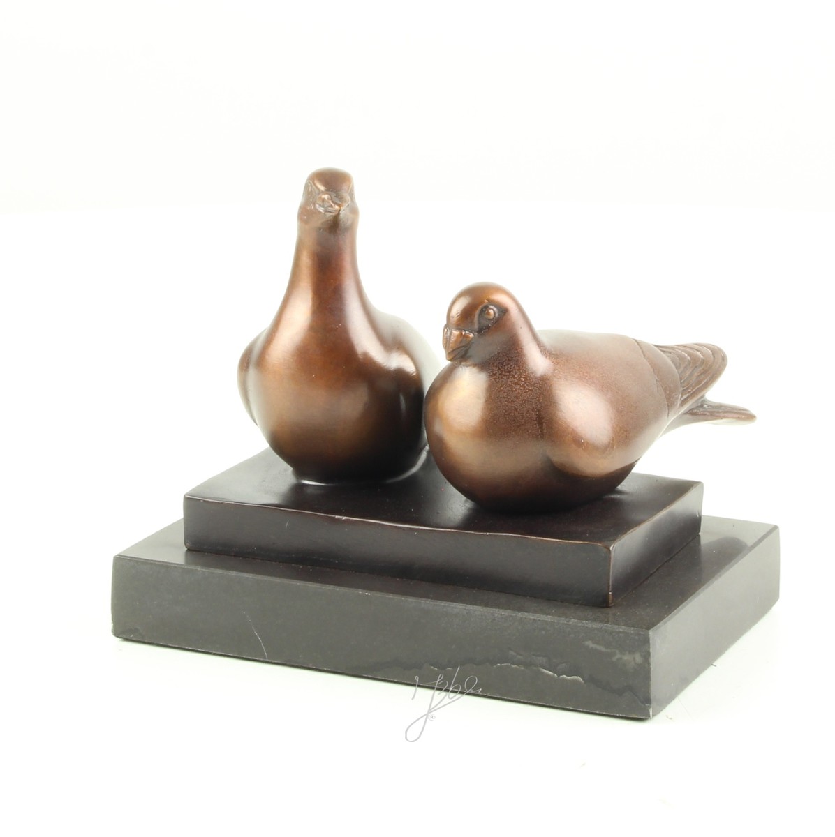 BA06. Bronze sur marbre couple pigeon