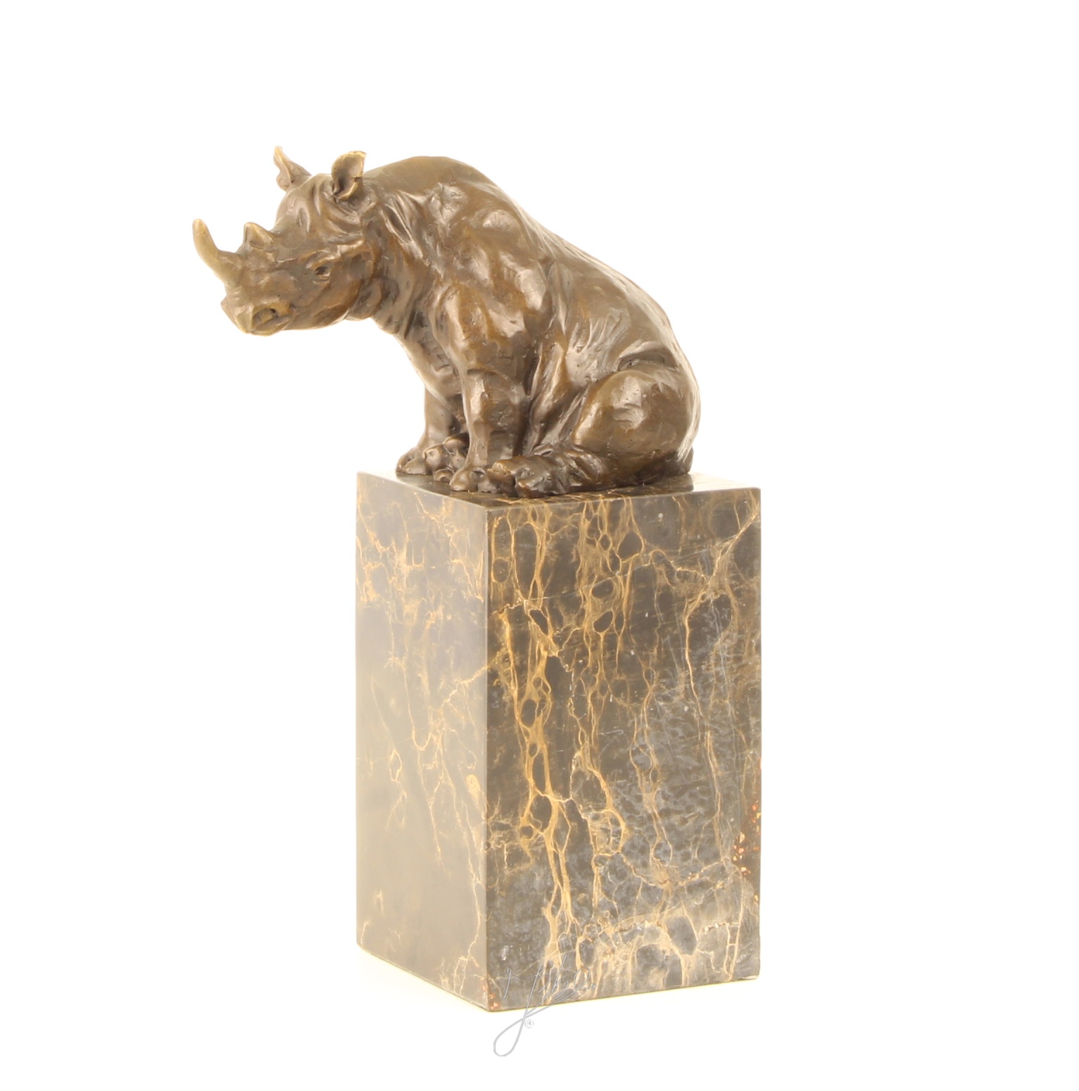 BA05.Bronze sur marbre d'un Rhinocéros